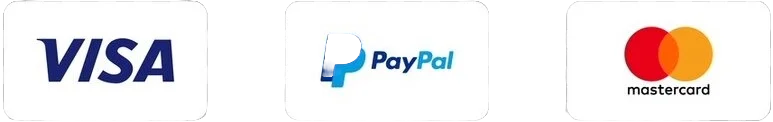 Accepted payment methods: Visa, PayPal, Mastercard