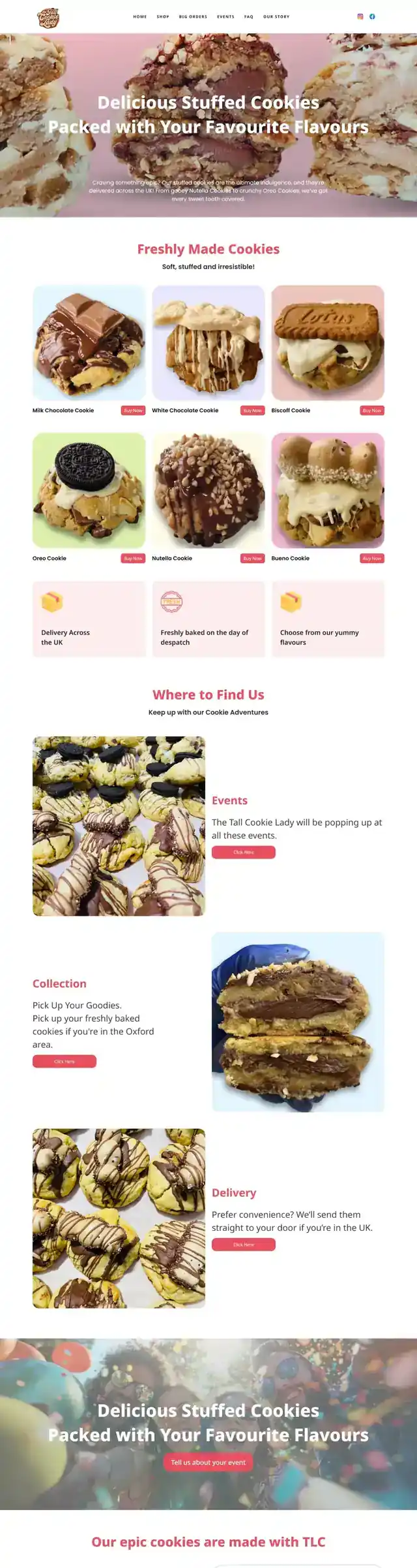 The Tall Cookie Lady website, full-page screenshot