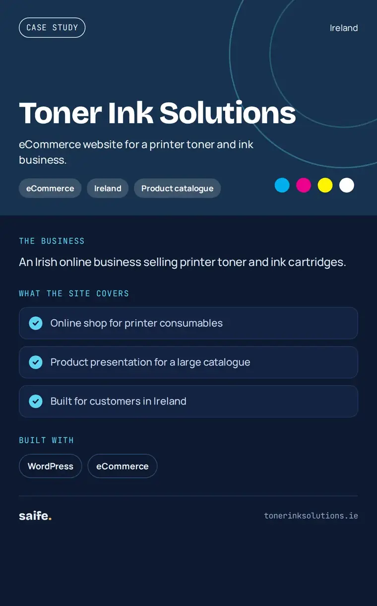 Toner Ink Solutions website, full-page screenshot