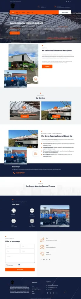 Crown Asbestos Removal website screenshot
