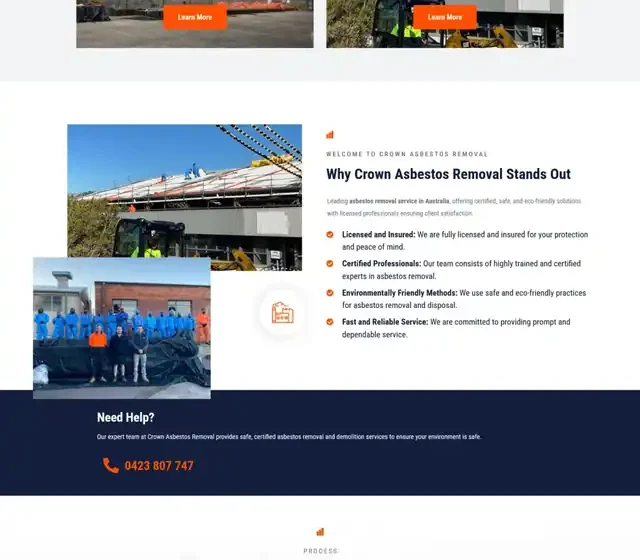 Crown Asbestos Removal website screenshot