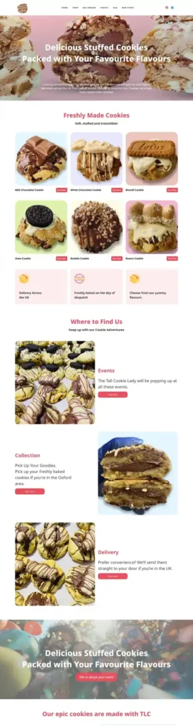 The Tall Cookie Lady website screenshot
